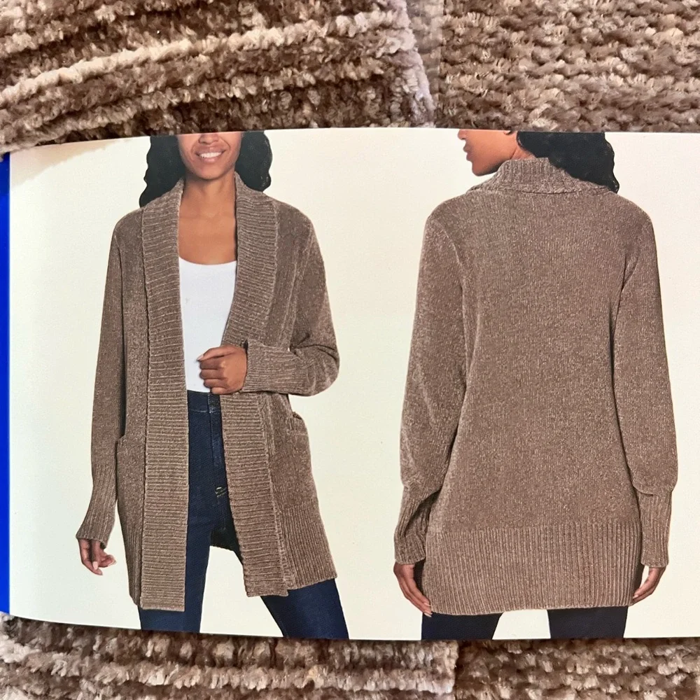 Orvis Brown Chenille Shawl Collar Cardigan - Picture 4 of 4